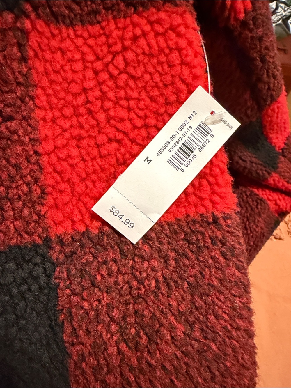 OLD NAVY Red & Black Buffalo Plaid Sherpa Jacket - Picture 3 of 4